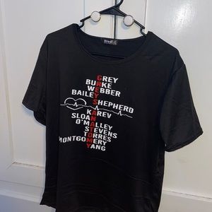 Black Greys Anatomy t-shirt, original cast